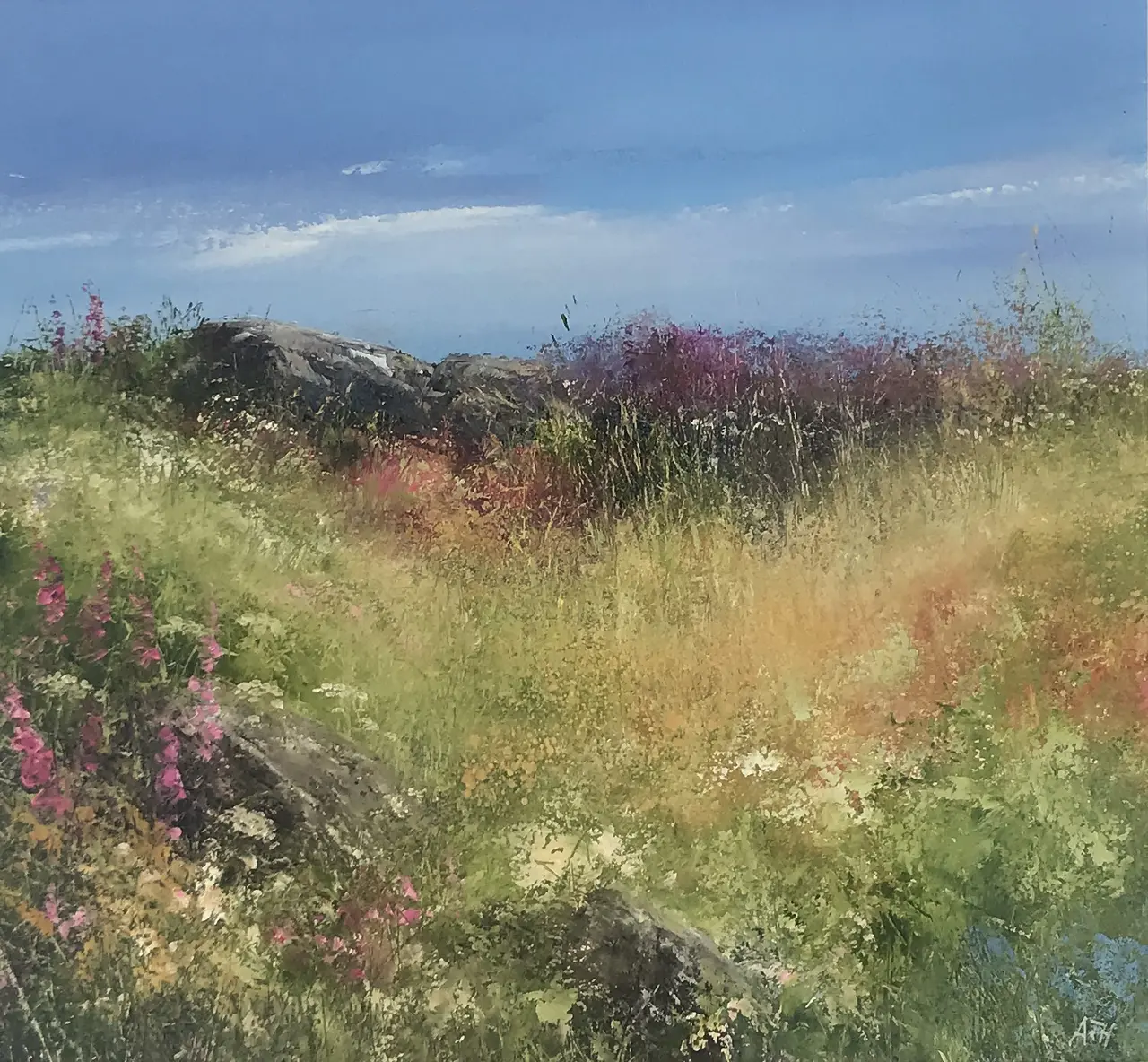 Amanda Hoskin - wildflowers and foxgloves, st martins, isles of scilly
